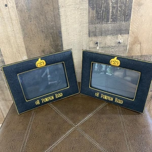 Halloween Jack O'Lantern Faces Pumpkin Photo Frame Picture 4x6" Set Of 2 ~ 2003 - Picture 1 of 11