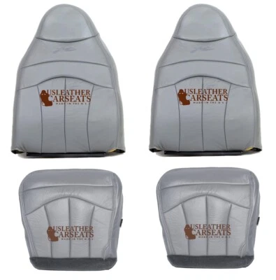 Fundas de asiento delanteras completas de cuero genuino gris para Ford F150 Lariat 1999 2000 Foto 1 de 4