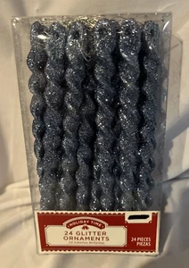 Holiday Time 24 gedrehte Glitzer Ornamente blau - Bild 1 von 6