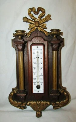 THERMOMETRE ANCIEN CENTIGRADE Louis XVI bois & bronze 19ème siècle  thermometer - Photo 1/4
