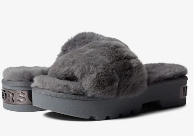 MICHAEL KORS Alfie Slide Open Toe Platform Slip-on Mules Sandals Gray Fur Sz 10 - Image 1 of 4