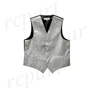 Nuevo Chaleco Esmoquin Cachemira Para Hombre Chaleco Solo Baile de graduación Gris Plata Formal Boda - Imagen 1 de 3