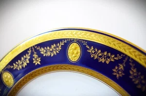 Antique Wedgwood Cobalt Blue & Gold Gilt Dinner Plate Neoclassical Floral c 1880 - Picture 1 of 3