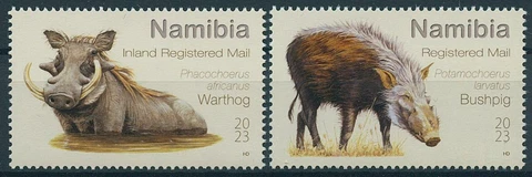 Namibia Stamps 2023 MNH Wild Pigs of Namibia Warthog Bushpig Wild Animals 2v Set Cover