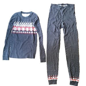 Hanna Andersson Kids 150 Size 12 Pajama Set Holiday Fair Isle Black Pants Shirt - Picture 1 of 5