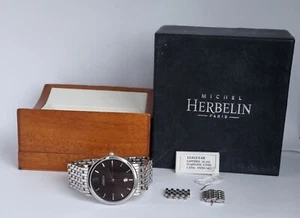 Genuine 2012 French MICHEL Herbelin PARIS 12413/14B Classic Men's Quartz Watch - Picture 1 of 10