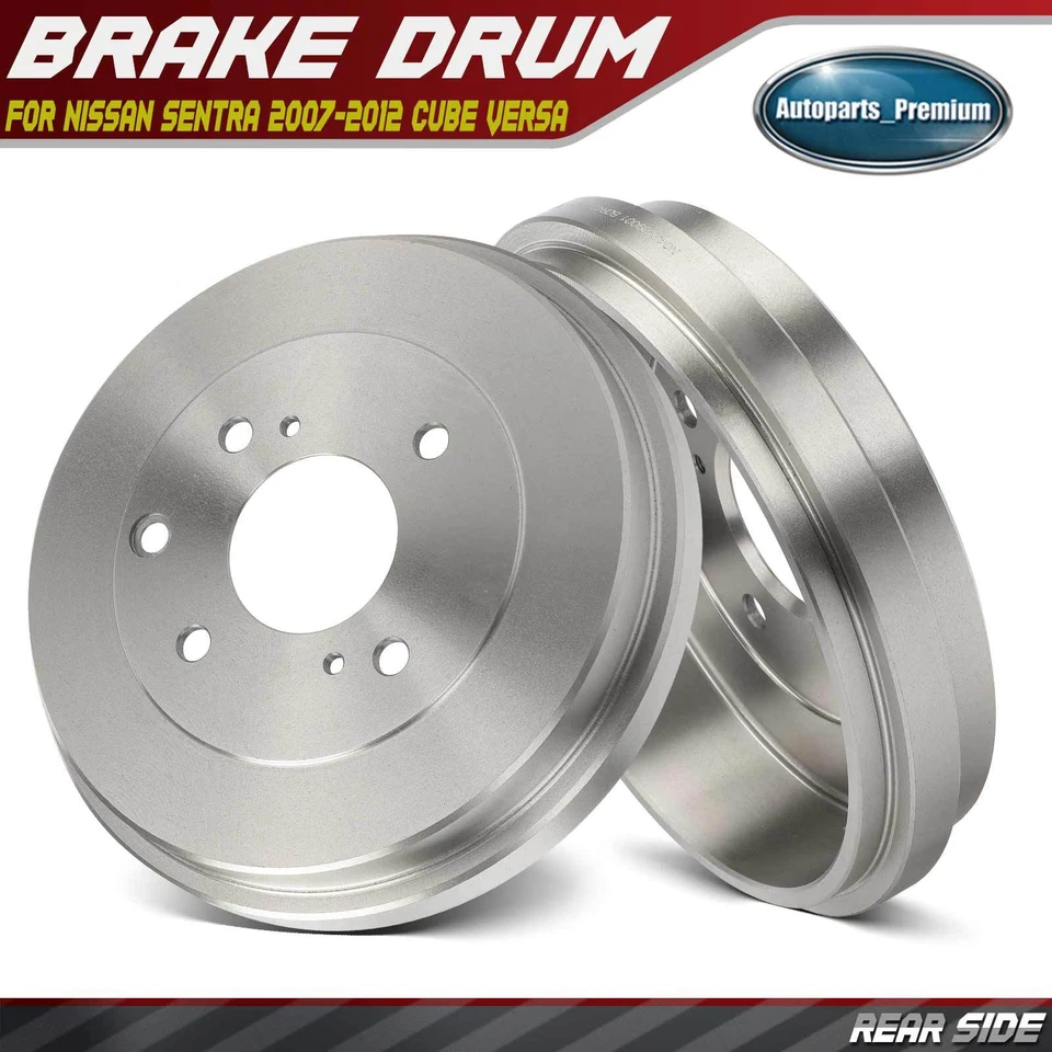 2x Tambor de freno trasero del lado del conductor y del pasajero para Nissan Sentra 07-12 Versa Cube Foto 1 de 4