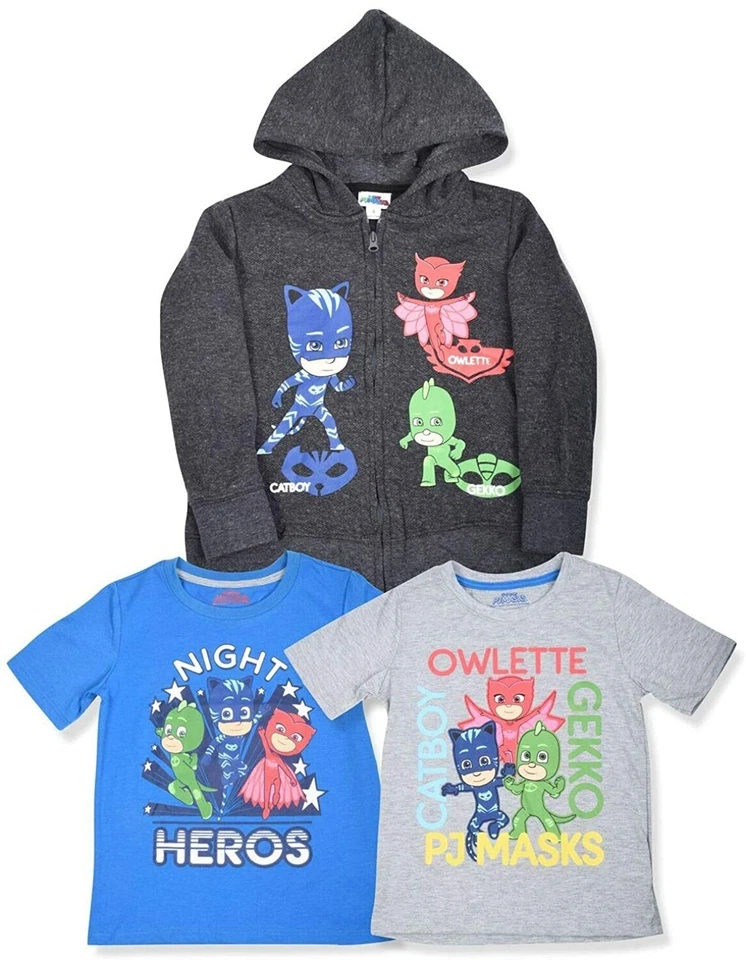 PJ Masks 3 PC Hoodie And Short Sleeve T Shirt Set Boy Size 5/6 - Image 1 of 1