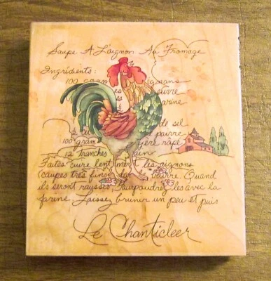 Stamps Happen, Inc. #80190 Le Chanticleer wood rubber stamp French Soup Recipe - Изображение 1 из 4