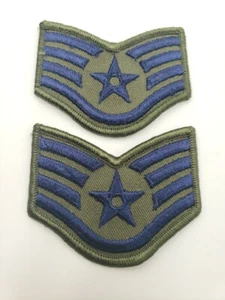 US Air Force Rank Insignia Patches Staff Sergeant Enlisted USAF Small - Pair - Picture 1 of 6