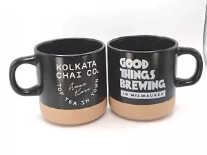 2 tazas Kolkata Chai Co arcilla negra y tostada 12 OZ café té Chai taza "Awaz Karo"  - Imagen 1 de 5