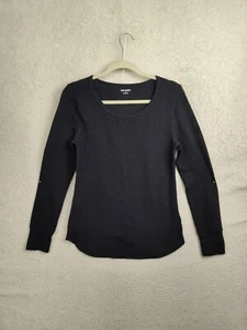 Old Navy Women Pajama Top Medium Black Cotton Blend Long Sleeve Pullover Fit - Picture 1 of 17