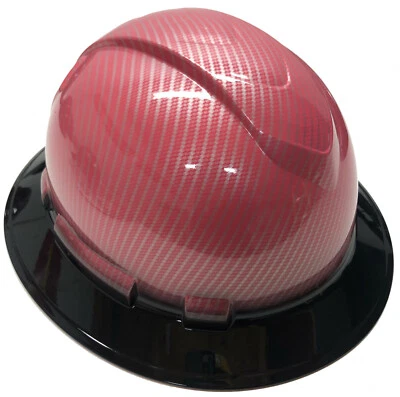 Custom Hydro Dipped Hard Hat Ridgeline Ful Brim Light Pink Carbon Fiber B Brim - Image 1 of 4