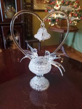 Blown glass wedding cake topper bells and birds .26 years old