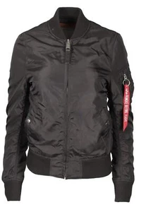 ALPHA INDUSTRIES BLACK NYLON BOMBER JACKET XSMALL - Picture 1 of 4