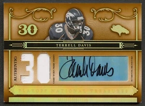 TERRELL DAVIS 2006 NATIONAL TREASURES BRONCOS PATCH AUTO AUTOGRAPH /30 GAME-USED - Imagen 1 de 2