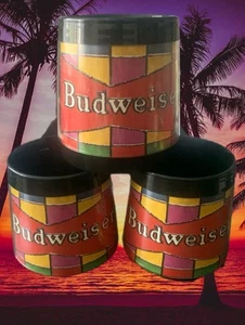 Vintage Budweiser Bud Beer Lot of 3 Stained Glass Design Thermo Serv Mug - Picture 1 of 12