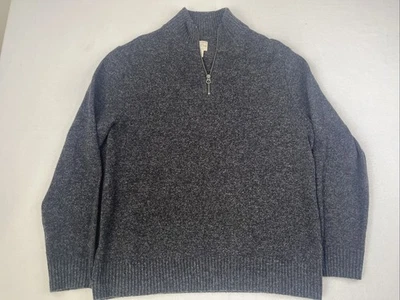 J. CREW Men's Gray Rugged Merino Wool-Blend Half-Zip Sweater Sz Lg $110 - Image 1 of 4