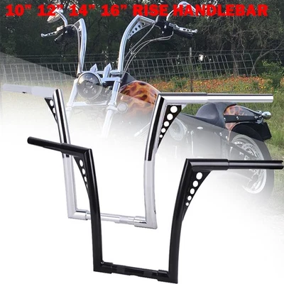 10" 12" 14" 16" 18" APE Hangers Handlebars For Harley Sportster XL Softail Dyna - Imagem 1 de 4