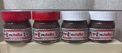 4 tarros de vidrio Nutella MINI 1,05 oz (30 g) tapa blanca/roja hecha en Italia Foto 1 de 4