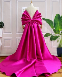 Wedding Cape with Big Bow Sleeves Detachable Brides Wraps 2M Length Bridal Cloak - Picture 1 of 28