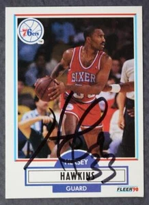 Tarjeta Fleer 1990 estrella de los 76ers de Filadelfia Hersey Hawkins firmada/autografiada----- - Imagen 1 de 1