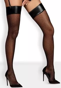 SEXY SCHWARZE OBSESSIVE DAMEN STRÜMPFE IM WETLOOK DESSOUS STRÜMPFE ELEGANT SINNLICH - Bild 1 von 2