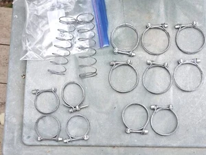 NOS HOSE CLAMPS WIRE 2" 2.25" 2.50" & hose springs VINTAGE HOT ROD 14 PC Lot - Bild 1 von 13
