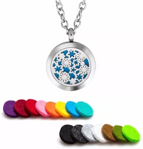 Essential Oil Diffuser Necklace Stainless Steel Aromatherapy Stars & Flowers - Picture 1 of 2