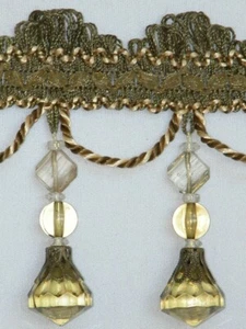 4" Crystal Beaded Tassel Fringe Trim Red Burgundy Gold Green Sold by the Yard - Picture 1 of 7