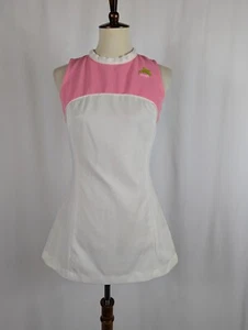 Abito tennis Edythe Sullivan vintage anni 70 bianco rosa mini pickleball taglia 11/12 - Foto 1 di 8