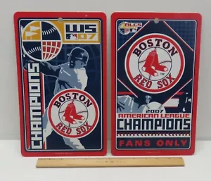 Pair of Boston Red Sox 07 World Series Champions & 2007 ALCS Plastic Signs - Picture 1 of 6
