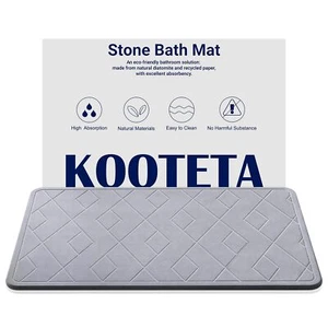 KOOTETA STONE BATH MAT DIATOMACEOUS EARTH, MAT 23.5X15” GRAY-DIAMOND SHAPE - Picture 1 of 5