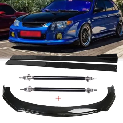 Front Bumper Spoiler Splitter For Mazda Protege Glossy Black Body Kits Strut Rod Foto 1 de 4