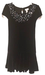 Justice Dress Girl’s Black Velvet Glitter Cap Sleeve Size 16 Sequin Tie-back NEW - Picture 1 of 8