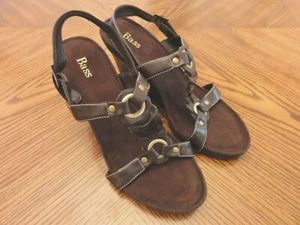 New BASS Diana Brown Strappy Style High Heel Wedge Slingback Sandals Size 8M - Picture 1 of 4