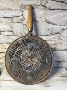 Vintage Round Metal Stove Top 8" Heat Diffuser/Tortilla Warmer with Wood Handle - Picture 1 of 3
