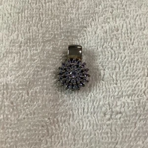 Sterling Silver Tanzanite Slide Charm Pendant Snowflake Flower - Picture 1 of 7