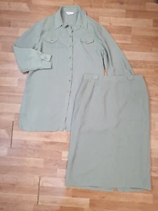 QUALITY Skirt Suit 2 piece Ladies Womens Jacket/Shirt Trouser 20 / 48 Green - Picture 1 of 13