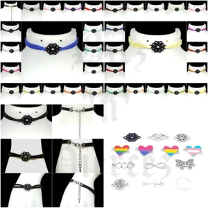 HANDMADE Flower Connector Charm Faux Suede Choker *UK SELLER* - Picture 1 of 78