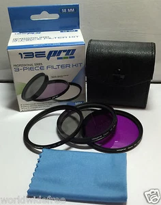 52mm 3-Piece Pro Filter Kit - Professional Series UV/CPL/FLD with Case & Cloth - Picture 1 of 5