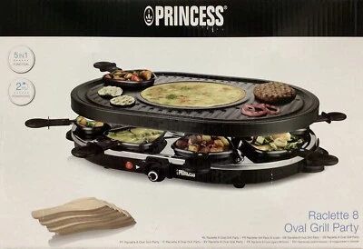 Princess  Grill Party  5in1 Raclette 8 Oval  1200W  42 x 30 cm - Bild 1 von 2