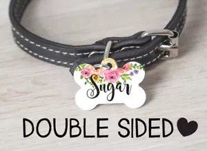 Floral Dog Tag | Personalized Pet ID Tag | Dog ID Tag for Collar | Dog Name Tag - Picture 1 of 4