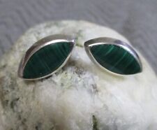 Pair of Vintage Sterling Silver Earrings With Green Semi-Precious Stone Theme