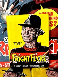 Películas de terror Topps Fright Flicks 1988 🍿 Paquete de 9 tarjetas 1 pegatina 1 goma ¡Como nuevo embalaje original! - Imagen 1 de 24