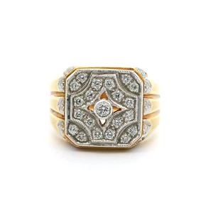 Anillo de diamantes genuinos para hombre de oro amarillo de 18 quilates, diamante de tierra natural de 0,61 quilates F/G VS1 - Imagen 1 de 6