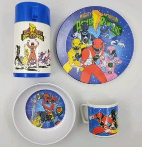 LOTE DE COLECCIÓN 1990 Mighty Morphin Power Rangers 1994 plato taza cuenco y termo MMPR - Imagen 1 de 12
