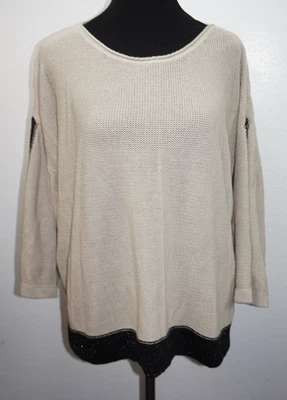 Suéter Pullover Marla Wynne Gris Metálico Negro Popover Talla M Foto 1 de 4