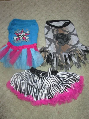 3 Bret Michaels домашних животных рок собаки змея платье, зебра балетной и рок-звезда с черепом Sz S/M - Изображение 1 из 4