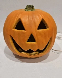 Vtg Gemmy Light Up Pumpkin Jack O Lantern Halloween Scary Horror Foam 8" Tall - Picture 1 of 6
